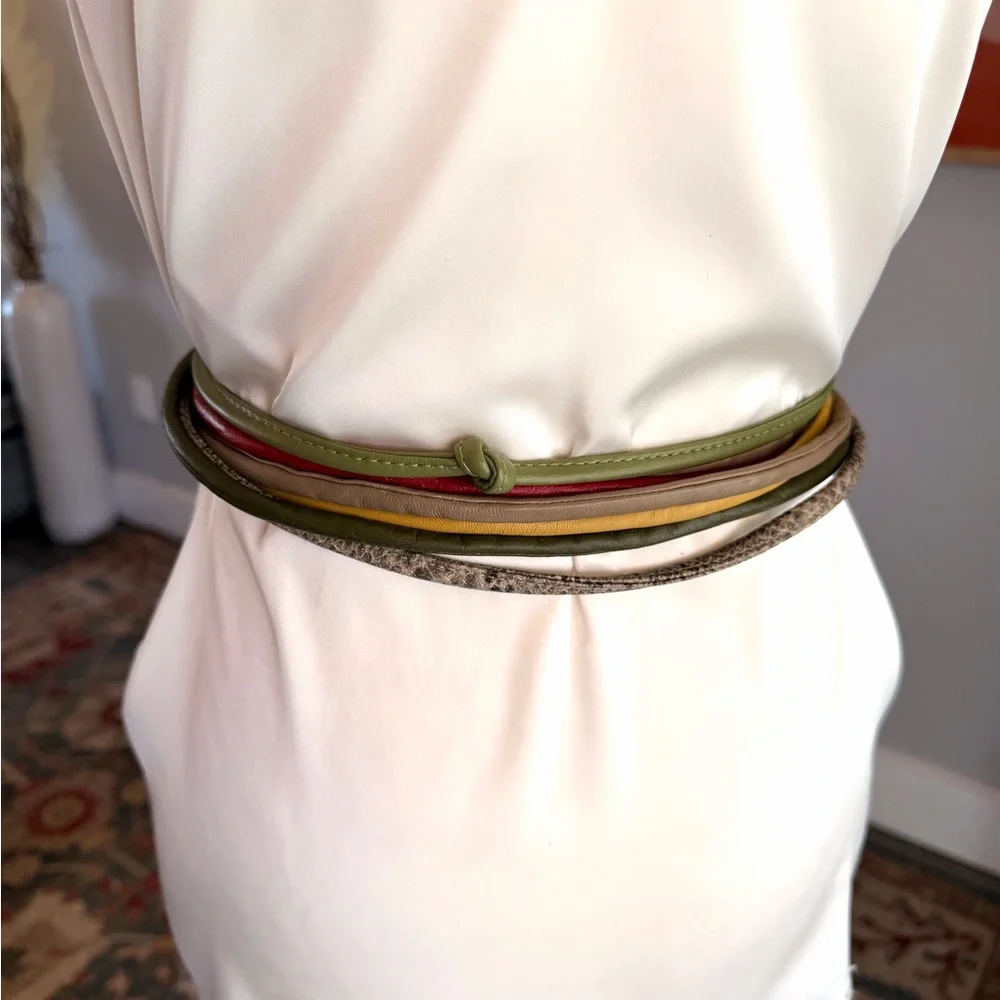 Multicolor Leather Skinny Belt Bundle